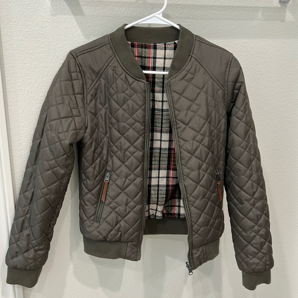 Reversible green and flannel jacket
